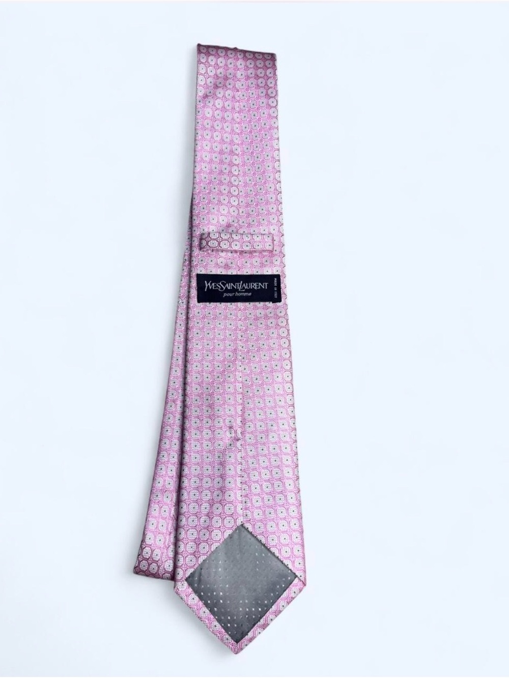 Yves Saint Laurent Pink Geometric Silk Tie - Picture 5 of 7